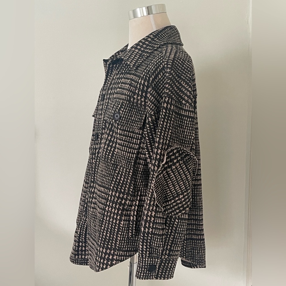 vintage havana fleece lined neutral houndstooth jacket